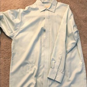 Michael Kors size 16.5 and 32/33 blue green shirt